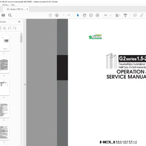 Heli G2 Series 1.5-2T Three-Wheel Battery Counterbalanced Forklift Trucks  Operation & Service Manual