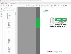 Heli G2 Series 1.5t-2t Three-Wheel Battery Forklift Operation & Service Manual