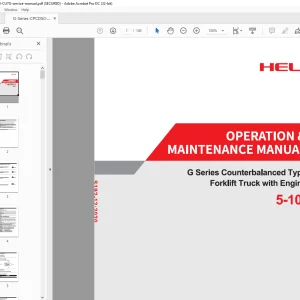 Heli G2 Series 5-10t Counterbalanced Forklift Truck Engine Operation & Maintenance Manual