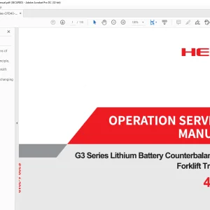Heli G3 Series 4-5T Lithium Battery Counterbalanced Forklift Truck Operation Service Manual