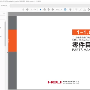 Heli H2000 series 1-1.8t IC forklift's Full Free 2`3-stage Mast lift System parts manual