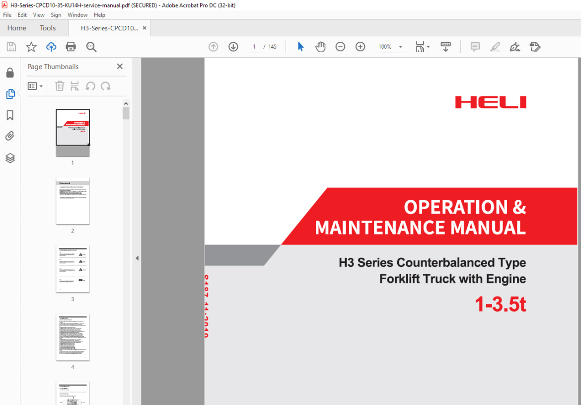 Heli H3 Series 1-3.5 Counterbalanced Type Forklift Truck With Engine ...