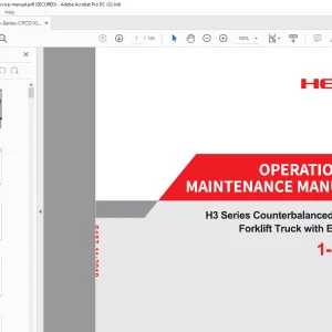 Heli H3 Series 1-3.5 Counterbalanced Type Forklift Truck With Engine Operation & Maintenance Manual