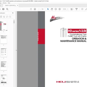 Heli H3 Series 1-3.5t Counterbalanced Forklift Engine Operation & Maintenance Manual