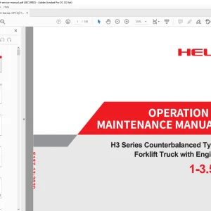 Heli H3 Series 1-3.5t Forklift Operator & Maintenance Manual PDF