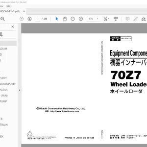 Hitachi 70Z7 Wheel Loader Parts Manual - PDF DOWNLOAD