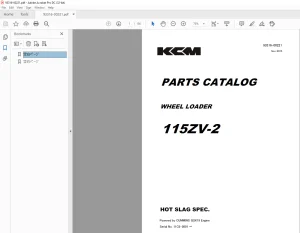 KCM 115ZV-2 WHEEL LOADER PARTS MANUAL - PDF DOWNLOAD