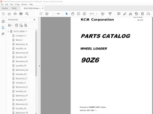 KCM 90Z6 Wheel Loader Parts Manual 93313-00581 PDF