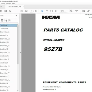 KCM 95Z7B Wheel Loader Parts Manual 93315-00581 PDF