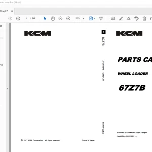 KCM (CUMMINS QSB4.5) 67Z7B Wheel Loader Parts Manual 93307-00670 PDF