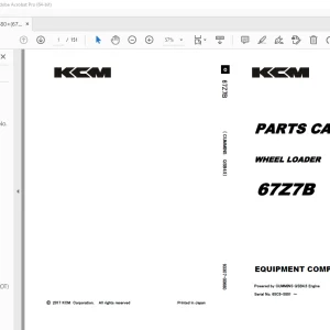 KCM (CUMMINS QSB4.5) 67Z7B Wheel Loader Parts Manual 93307-00680 PDF