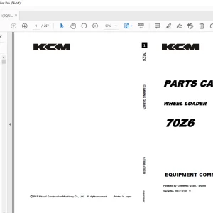 KCM (CUMMINS QSB6.7) 70Z6 (Equipment) Wheel Loader Parts Manual PDF