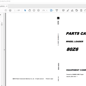 KCM (Cummins QSB6.7) 80Z6 Wheel Loader Parts Manual 93309-00582 PDF