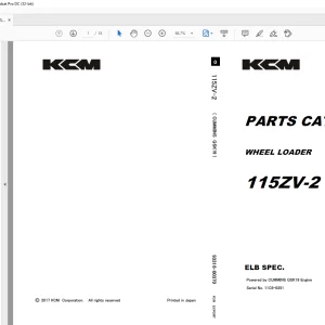 KCM  WHEEL LOADER 115ZV-2 PARTS MANUAL 93316-00370  PDF