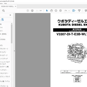 KUBOTA DIESEL ENGINE V3307-DI-T-E3B-WL TC1 Parts Manual PDF