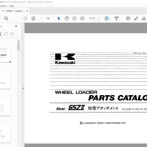 Kawasaki 65ZII Wheel Loader Parts Manual AAA P16052-2 - PDF DOWNLOAD