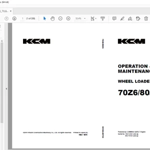 Kawasaki 70Z6 / 80Z6 Wheel Loader Operation & Maintenance Manual PDF