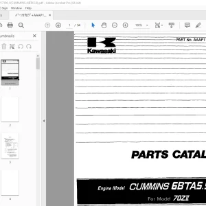 Kawasaki 70ZII Cummins 6BTA5.9 Engine Parts Manual AAAP17106-0 PDF