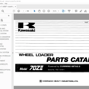 Kawasaki 70ZII Wheel Loader Parts Manual AAAP17102-1 - PDF DOWNLOAD