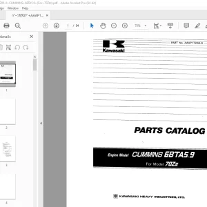 Kawasaki 70ZIII Cummins 6BTA5.9 Engine Parts Manual AAAP17206-0 PDF