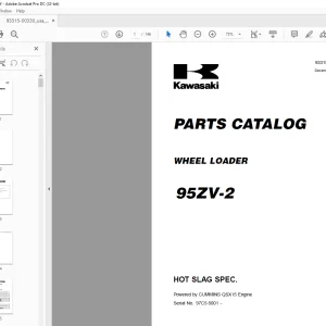 Kawasaki WHEEL LOADER 95ZV-2 Parts Manual 93315-00330