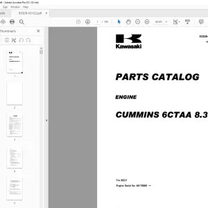 Kawasaki CUMMINS 6CTAA 8.3 ENGINE Parts Manual 93309-00122