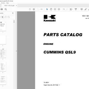 Kawasaki CUMMINS QSL9 ENGINE Parts Manual 93311-00122 PDF