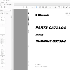 Kawasaki Cummins QST30-C Engine Parts Manual (93317-00100) PDF