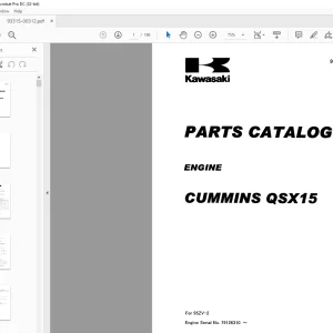 Kawasaki Cummins QSX15 Engine Parts Manual (93315-00312)
