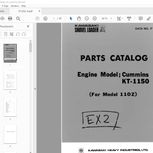 Kawasaki Cummins KT-1150 110Z Shovel Loader Parts Manual PDF