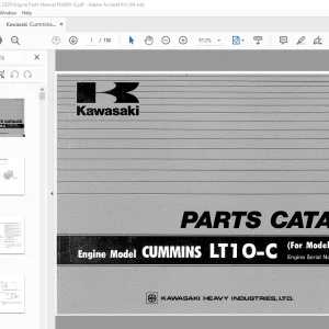 Kawasaki Cummins LT10-C 85ZII Engine Parts Manual P08605-0 PDF