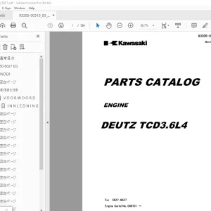 Kawasaki Deutz TCD3.6L4 Engine Parts Manual 93305-00310 - PDF DOWNLOAD