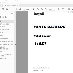 Kawasaki KCM 115Z7 Wheel Loader Parts Manual 93316-00271 - PDF DOWNLOAD