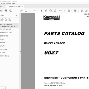 Kawasaki KCM 60Z7 Wheel Loader Parts Manual 93306-00292 - PDF DOWNLOAD