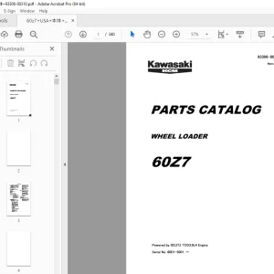 Kawasaki KCM 60Z7 Wheel Loader Parts Manual 93306-00310 - PDF DOWNLOAD