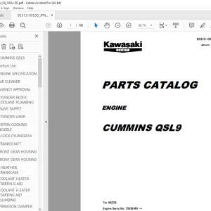Kawasaki KCM Cummins QSL9 Engine Parts Manual 93313-00530 PDF