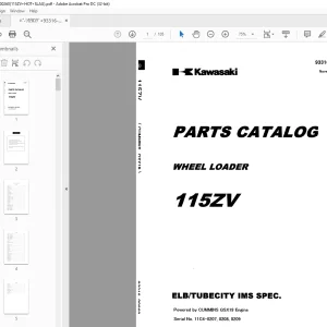 Kawasaki WHEEL LOADER 115Z V Parts Manual 93316-00260