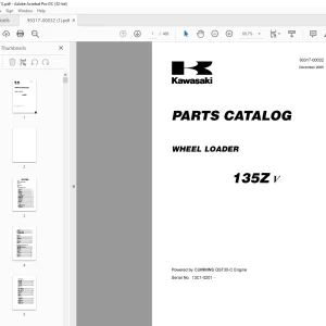 Kawasaki 135ZV Wheel Loader Parts Manual (93317-00032)