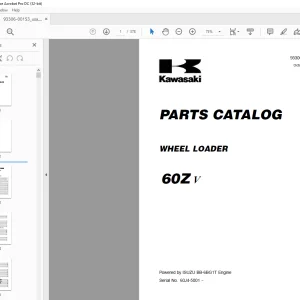Kawasaki 60ZV Wheel Loader Parts Manual (93306-00153)