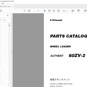 Kawasaki WHEEL LOADER 60ZV-2 Parts Manual 93306-00270