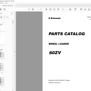 Kawasaki 60ZV Wheel Loader Parts Manual (93306-00260)