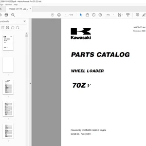 Kawasaki WHEEL LOADER 70Z V Parts Manual 93308-00144
