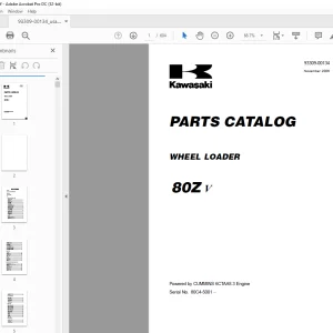 Kawasaki WHEEL LOADER 80Z V Parts Manual 93309-00134
