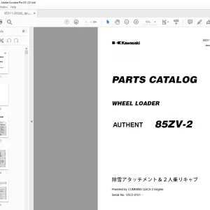 Kawasaki WHEEL LOADER 85ZV-2 Parts Manual 93311-00282