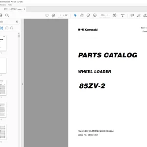 Kawasaki WHEEL LOADER 85ZV-2 Parts Manual 93311-00302 PDF