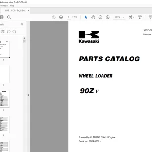 Kawasaki 90ZV Wheel Loader Parts Manual (93313-00124)