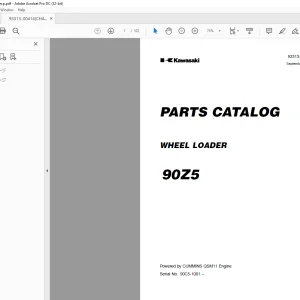Kawasaki WHEEL LOADER 90Z5 Parts Manual - PDF DOWNLOAD