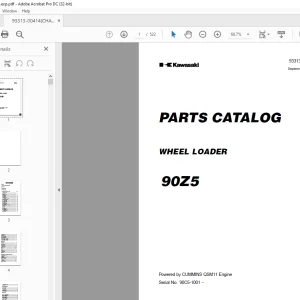 Kawasaki WHEEL LOADER 90Z5 Parts Manual 93313-00414 PDF