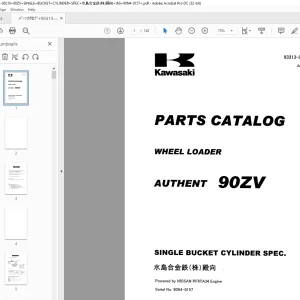 Kawasaki WHEEL LOADER 90ZV Parts Manual 93313-00210 PDF