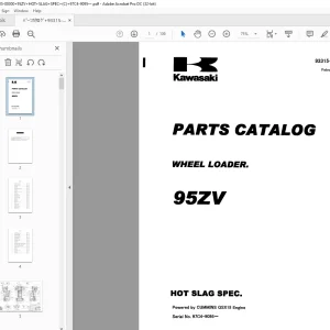 Kawasaki 95ZV Wheel Loader Parts Manual (93315-00300)